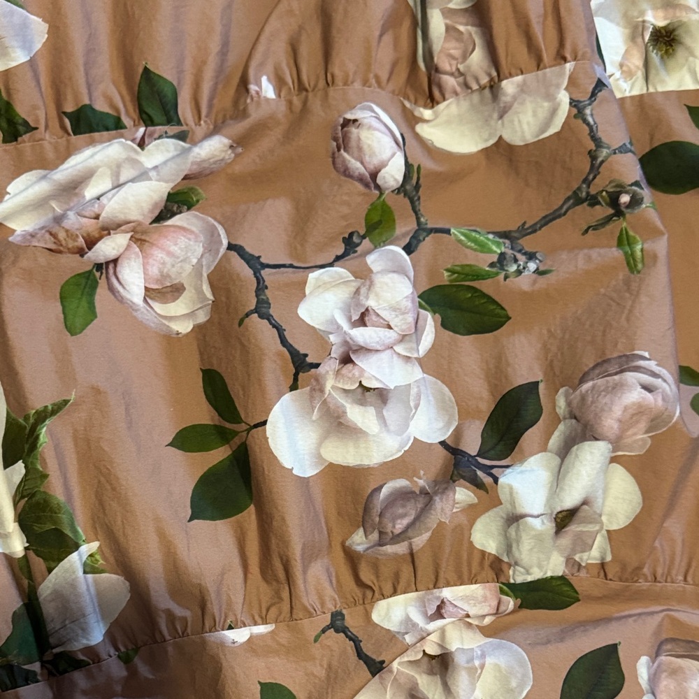 Express Floral Tiered Maxi Dress in Tan with White & Green - Picture 6 of 6